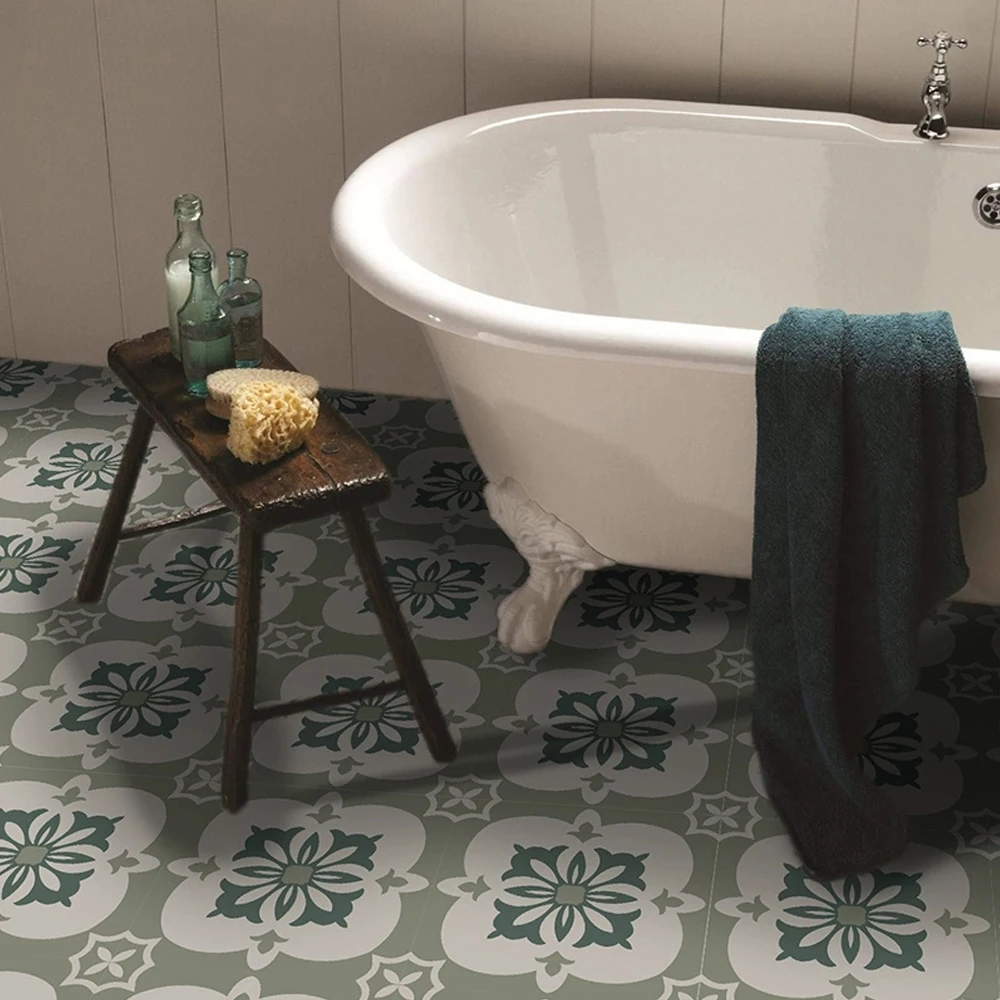 Vinyl Floor Tiles  Stick on Floor, Removable and Waterproof Flooring Tiles for Renters Adhesive Tiles for Bathroom 6 PCS 30x30cm