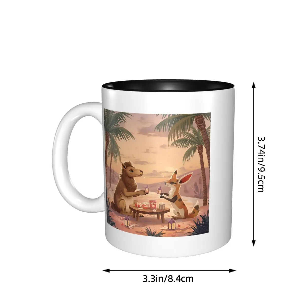 Valentine's Camel And Fennec Fox Couple Mug Funny Ceramic Coffee Cups Tea Mugs Milk Cup Drinkware Gift for Friends