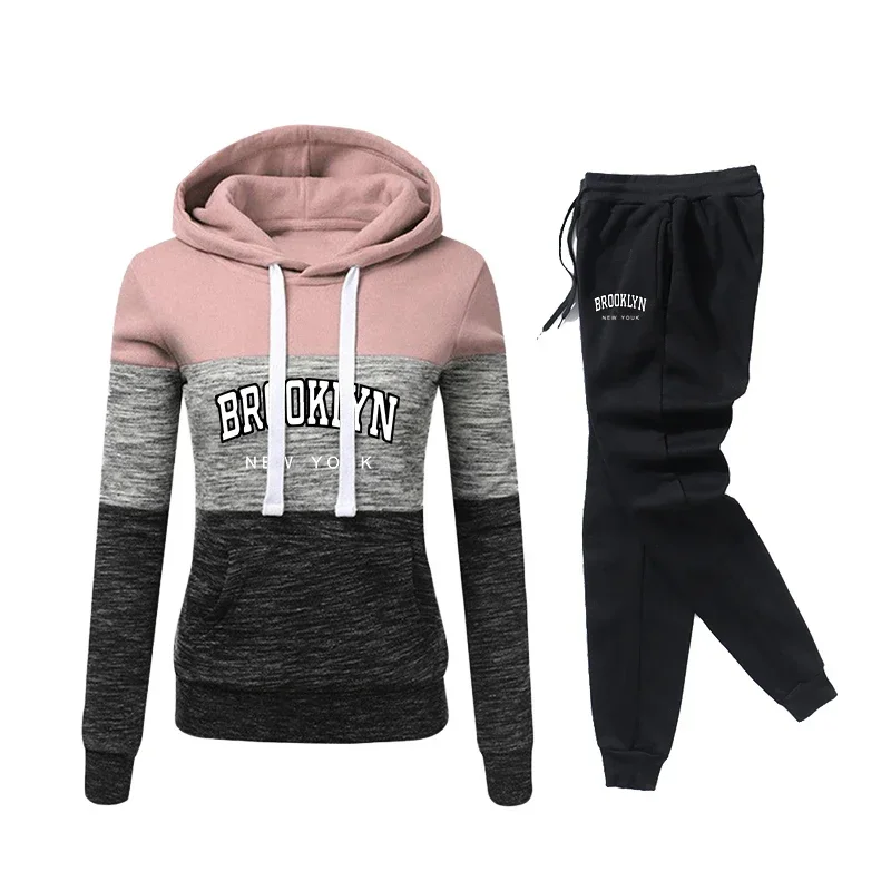 Damen Sweatshirts Jogging hose Hoodies Mode Farb block vielseitige Pullover Trainings anzug täglich lässig heiße Verkäufe Jogging kleidung