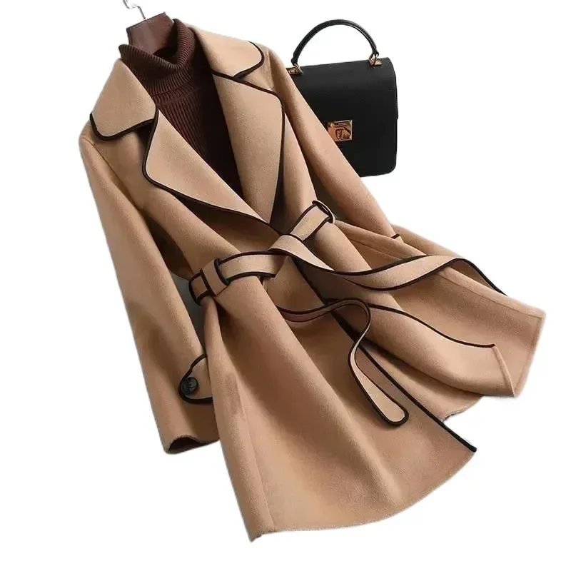 Women's Fashion Winter High-End Double-Sided Woolen Coat Stylish Medium-Length Jacket For Women Korean Version
