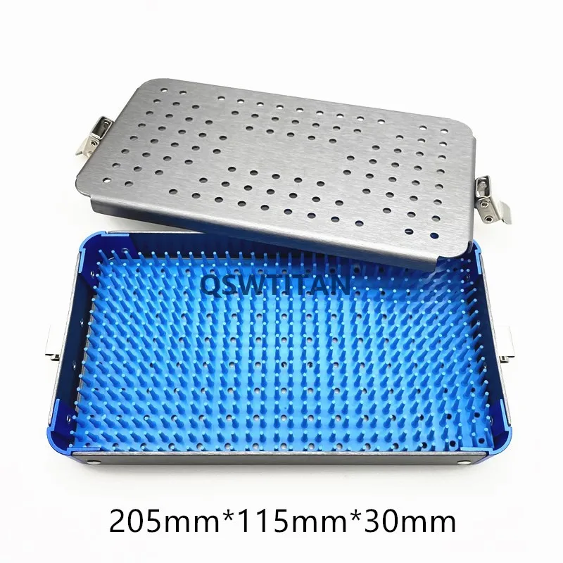 Aluminum Sterilization tray case Disinfection box Sterilization box with silicone pad dental eye surgical instrument