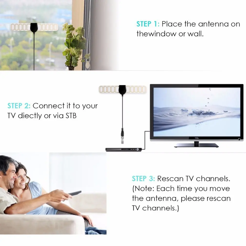 20DB Digitale TV Actieve Antenne Ingebouwde 20DB RF AMP Auto DVB-T Antenne DVB-T2 Antenne Gain Digitale TV Antenne dropshipping