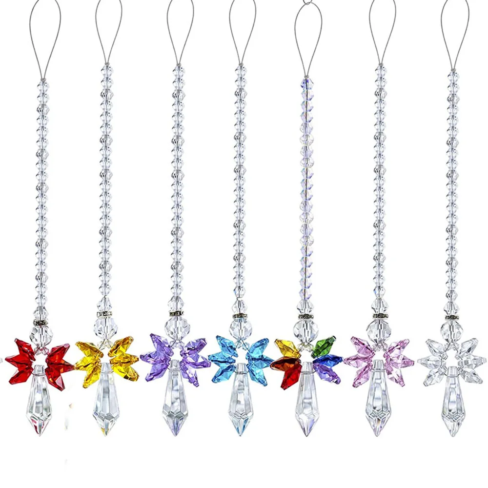 1pcs Rainbow Guardian Angel Crystal Suncatcher Home Car Decoration Porch Decor Hangings Crystal Glass Ornament