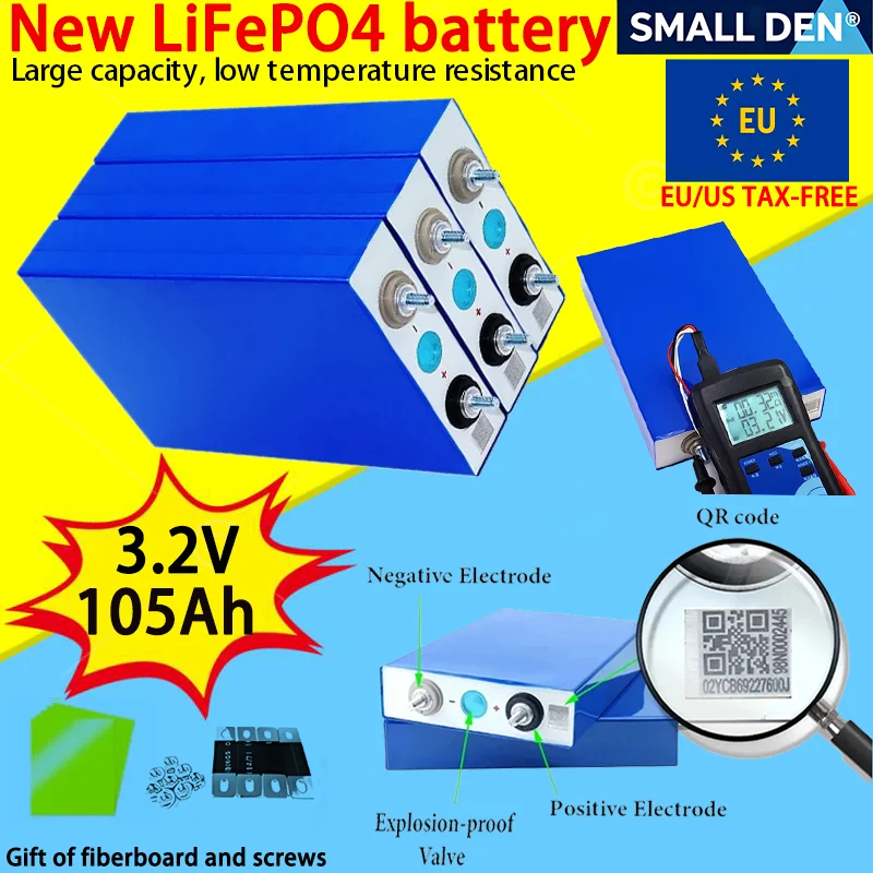 

Cycle life: ≥4000 times (80% DOD)3.2V 105Ah LiFePO4battery DIY 12V 24V motorcycle electric vehicle solar inverter marine battery