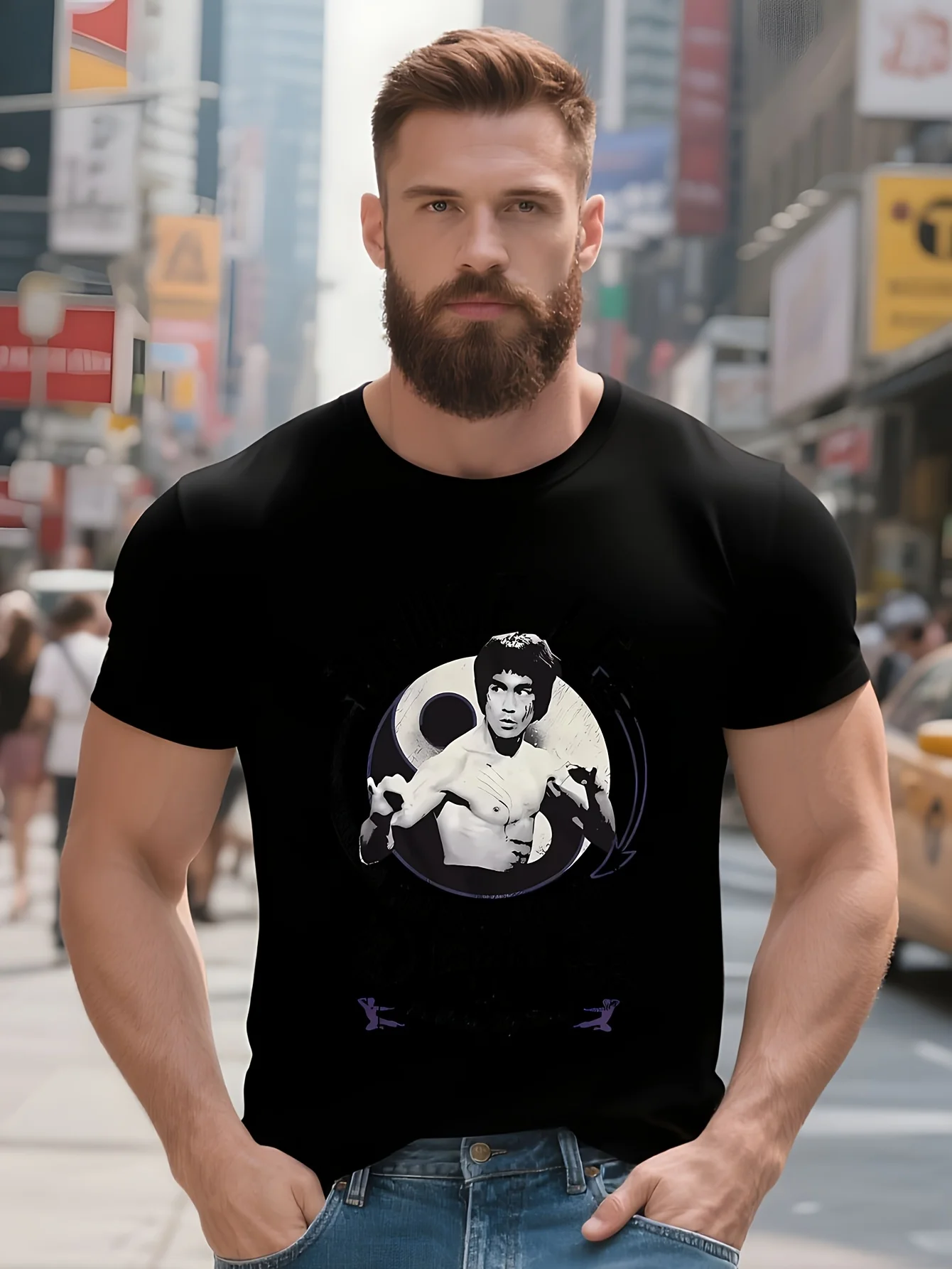 

Модная китайская футболка Lee Jun Fan Gung Fu Jeet Kune Do, 100% хлопок, с круглым вырезом, летняя повседневная мужская футболка с коротким рукавом, размер S-3XL