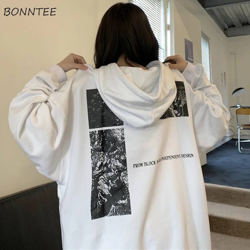 

Sweatshirts Women European Style Retro Leisure Print Hip Hop Street Wear Trendy All-match Simple Loose Chic Popular New Hot Sale