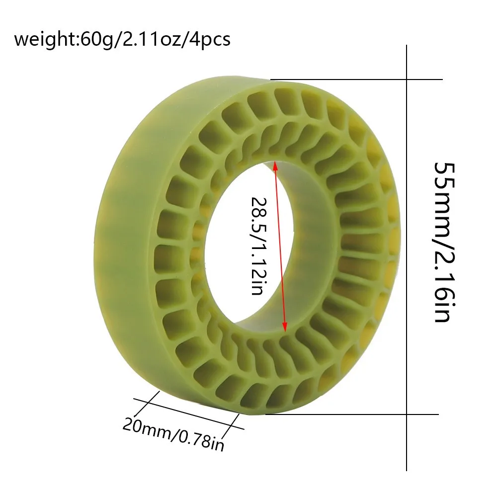 4 шт. 1,0 "колесные шины из силиконовой резины, пенопласт 55x20 мм для 1/18 1/24 RC гусеничного автомобиля TRX4M SCX24 FCX24 AX24, обновленные детали