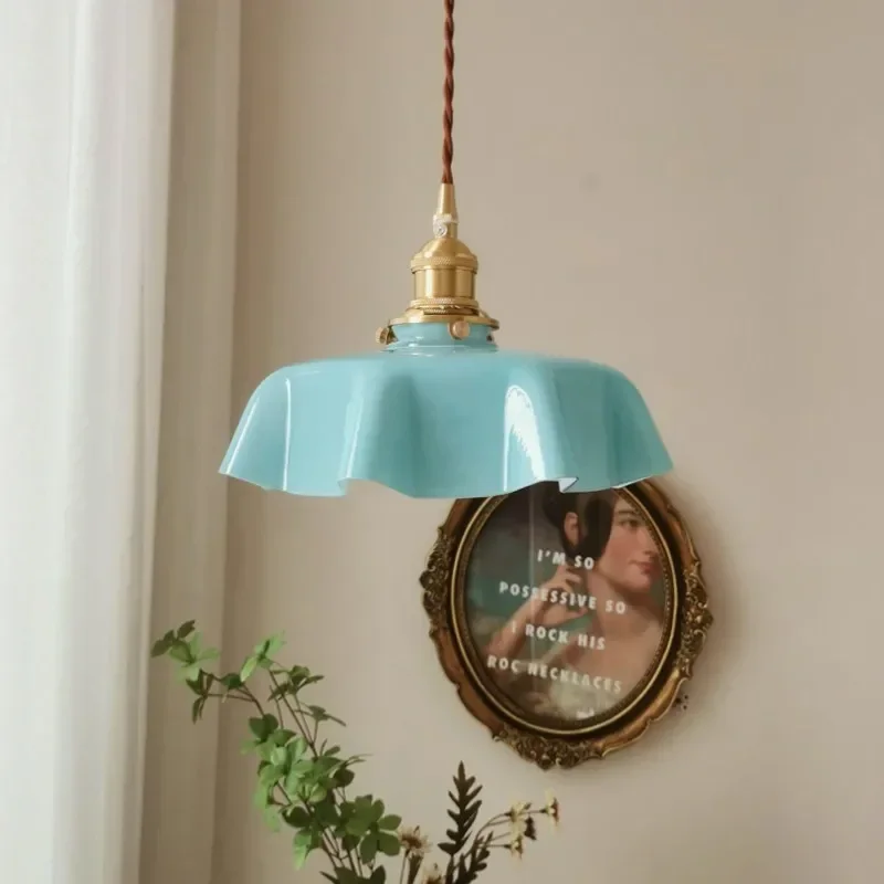 Japanese Style Creative Copper Glass Pendant Light Bar Counter Hallway Entrance Hall Lighting Fixture