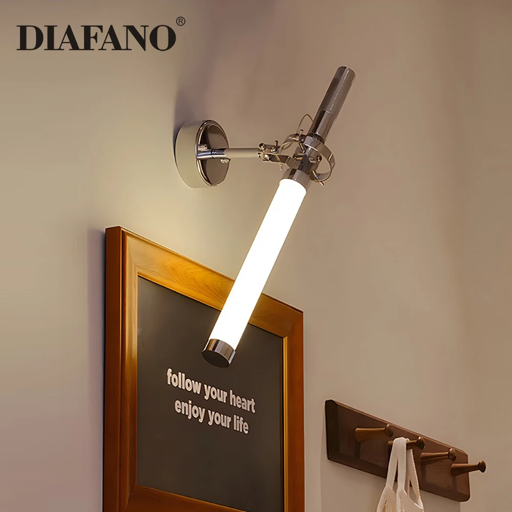 Modern Bedroom Bedside Reading Wall Lamp Electroplated Silver Study kitchen Children's Room Adjustable Angle Wall Lamp 110V 220V