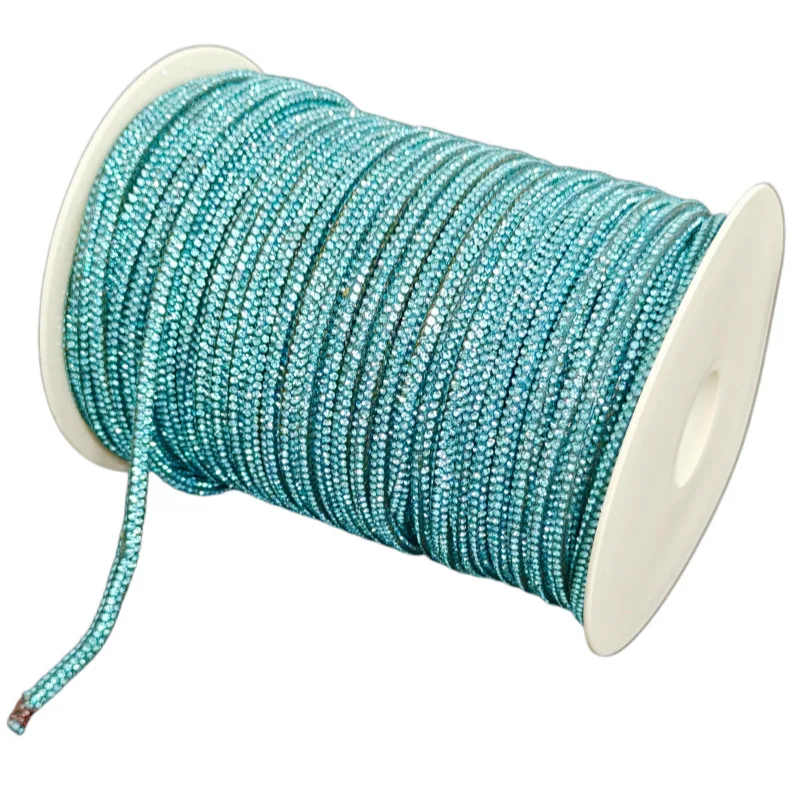 Weißes Kristall-Strassband 4mm Baumwollkern-Seil 10-50 Yards für Nähen Kleidung Taschen Hüte DIY Handwerk