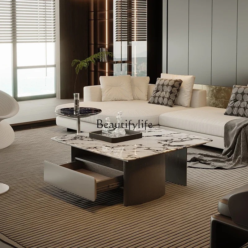

yj32 2025 new Italian minimalist luxury stone coffee table marble coffee table light luxury simplicity