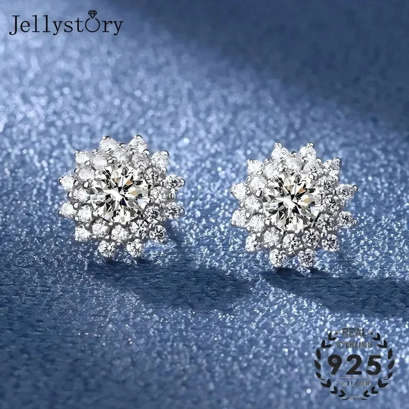 

JellyStory Niche Artistic Earrings Surprise Gift for Girlfriend S925 Sunflower Moissanite Vintage Happy Design Unique Jewelry