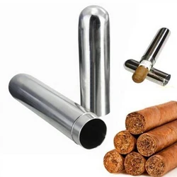 Stainless Steel Ciga Tube Case Cigarettes Holder Container, Sturdy And Durable Pocket Box Storage Sealed Protection For Cigars