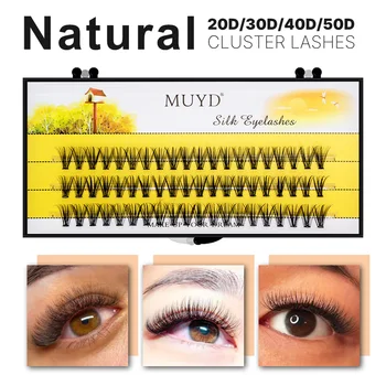 جديد وصول الحرير الطبيعي 20D/30D/40D العنقودية رمش تمديد الطبيعية طويلة ثلاثية الأبعاد حجم تأثير فو الرموش الصناعية ماكياج فردي