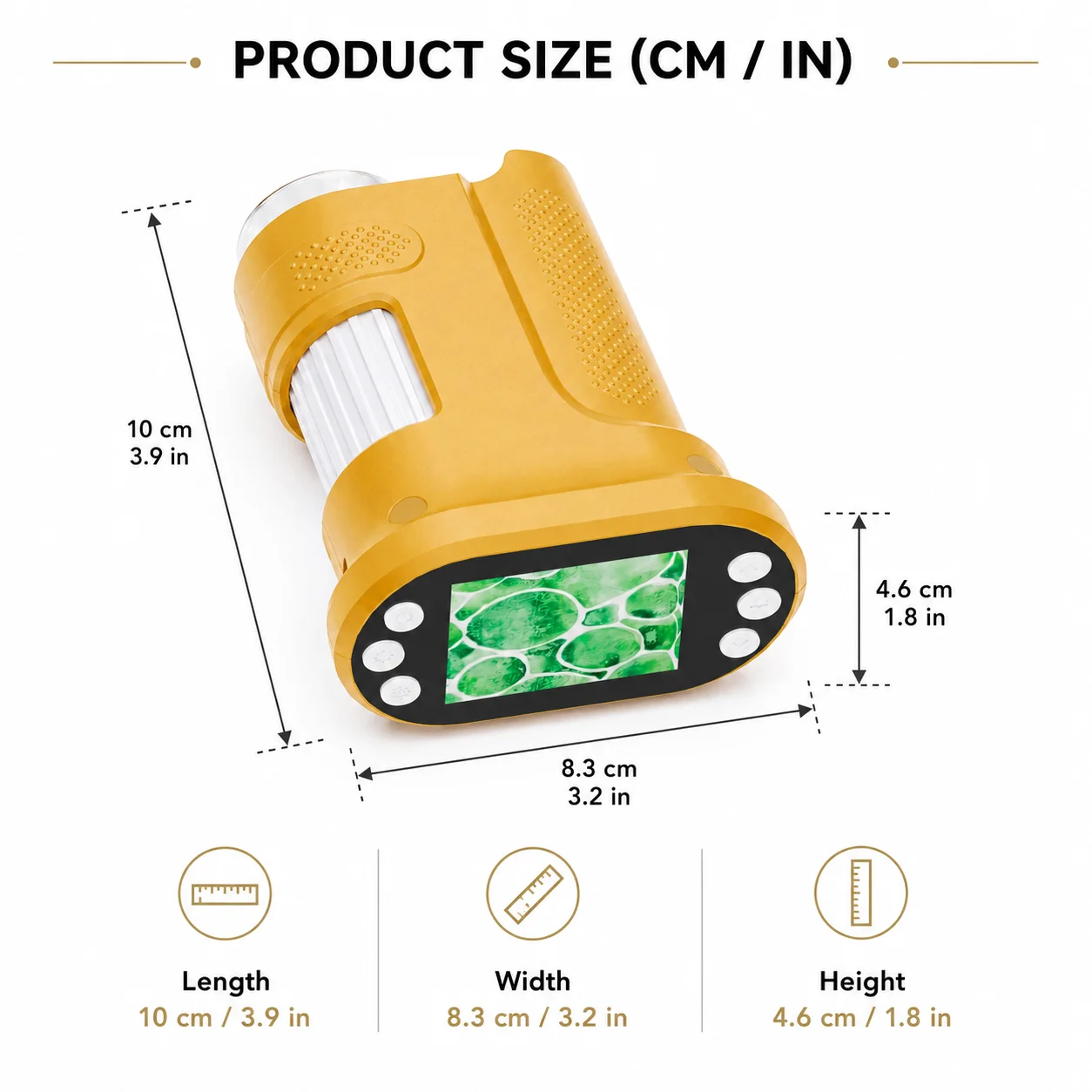 Handheld Digital Microscope 1000X Pocket Microscope 2.0 HD IPS Screen 8 LED Rechargeable Type-C for Kids Students Insect Nature