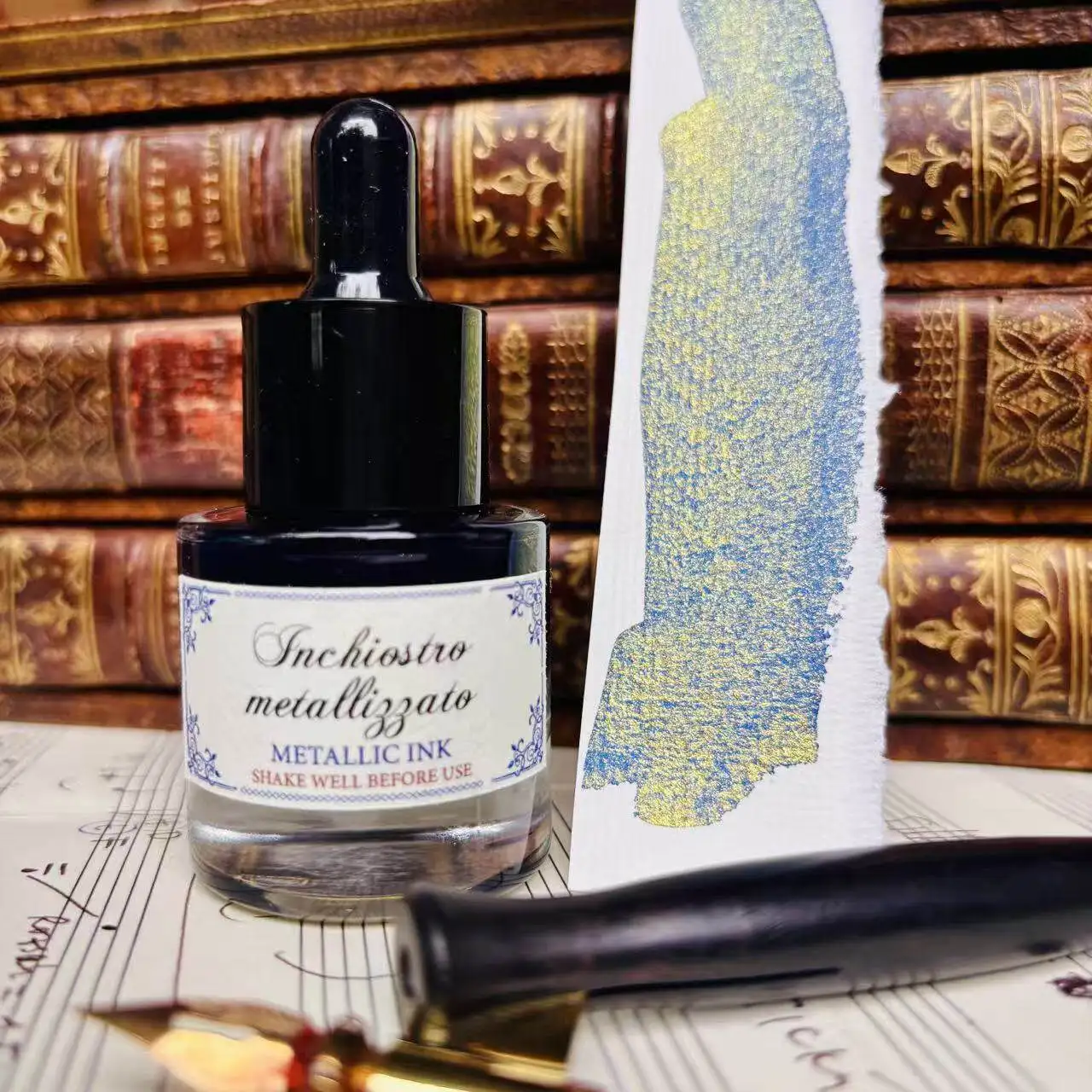 Mason Dip Pen Ink, Gold Shimmer Metallic Ink, Shimmer Calligraphy Ink for Journaling Card Making DIY Crafts