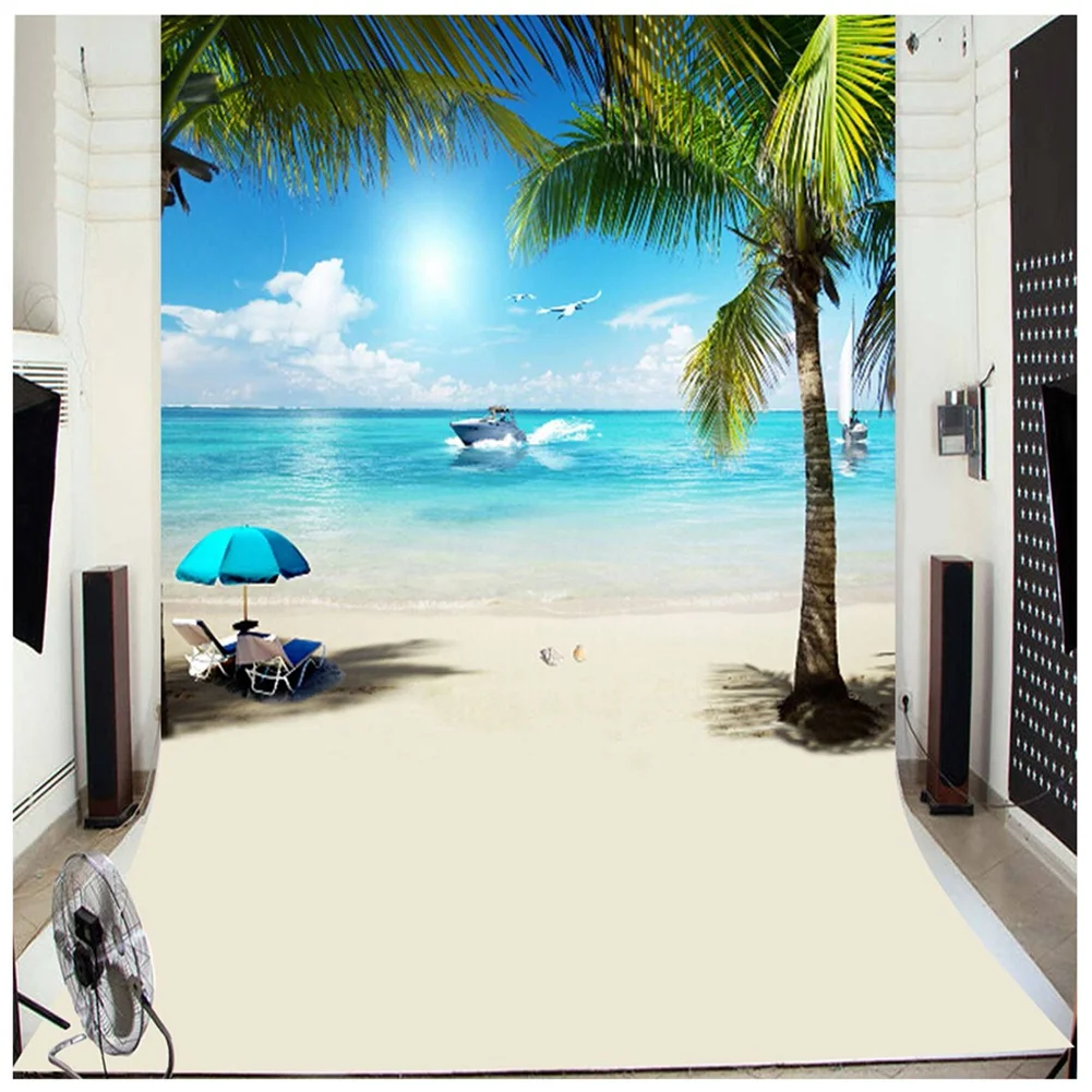 2pcs 3X5Ft Summer Seaside Beach Photography Background Vinyl Studio Backdrop Props