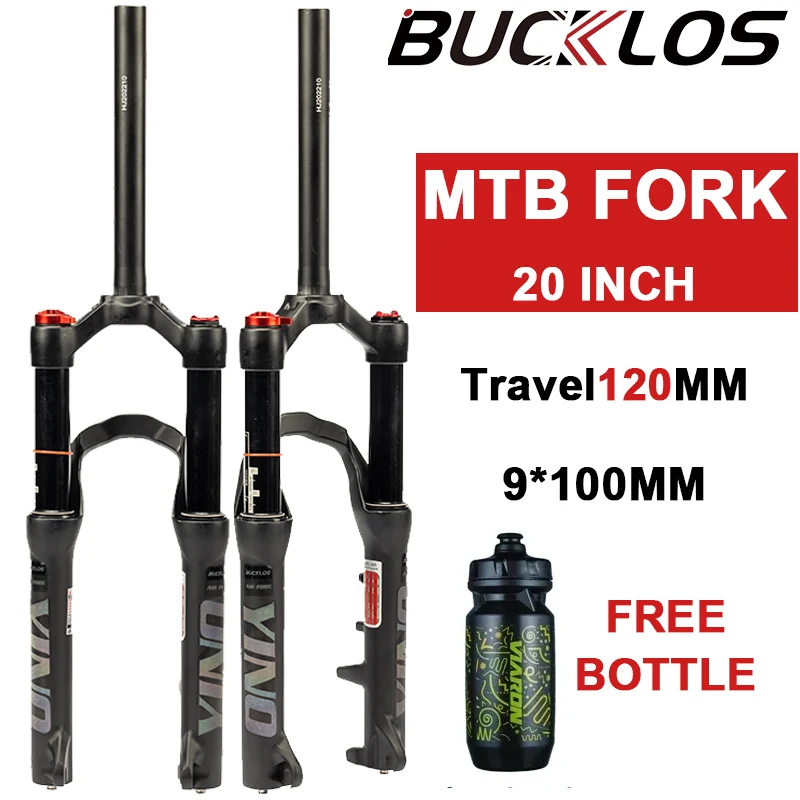 

BUCKLOS Bike Air Forks 9*100mm QR 20inch Air Suspension Bike Fork MTB BMX Travel 100mm Bicycle Front Fork Bike Accessories