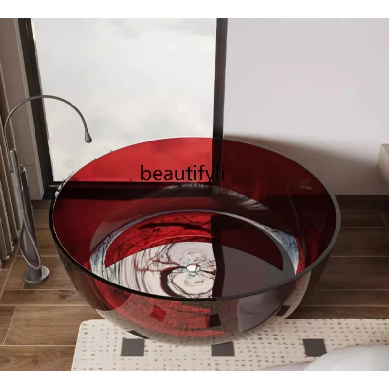 A176 Transparent Bathtub Round Color Crystal Bathtub Household Bathtub Independent Hotel Homestay,