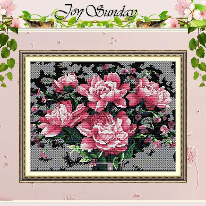 

Peony Bouquet Patterns Counted Cross Stitch Set DIY 11CT 14CT 16CT HD Stamped DMC Cross-stitch Kit Embroidery Needlework Crafts