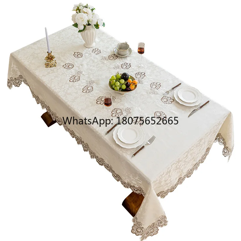 European style lace tablecloth for home use, white coffee table cloth, square tablecloth