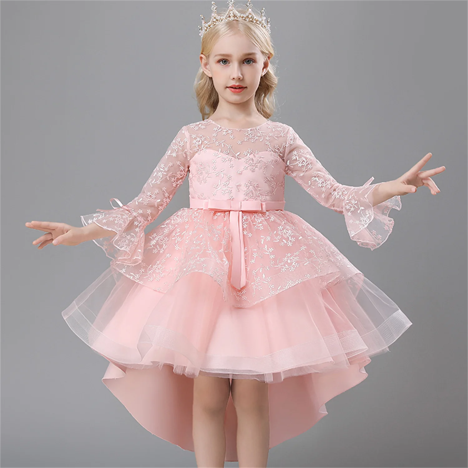 Flower Girls Princess Dresses Baby Wedding Christmas Party Trailing Dress Teenager Children Kids Elegant Vestidos For 3-12Years