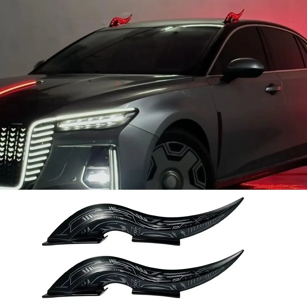 1Pair 32 LED Light Modes Dragon Horn Car Roof Fins Touch Dimmable Waterproof Car Arc Light Quick Release Type-C Rechargeable