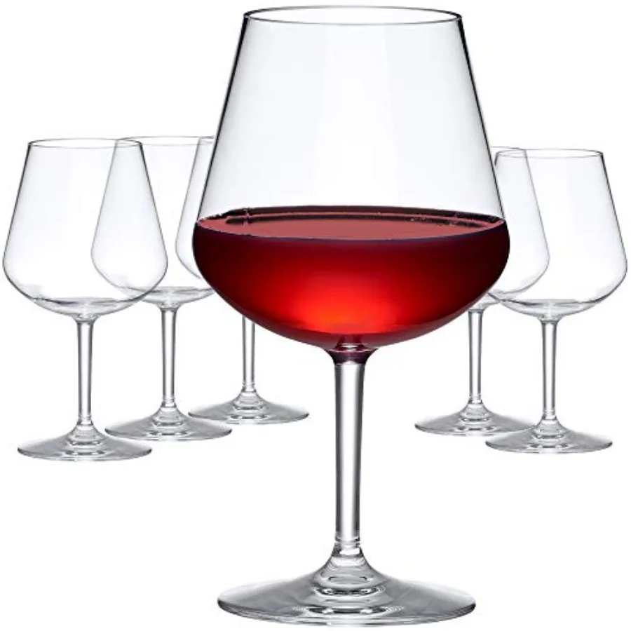 

- Sienna - 20-Ounce Unbreakable Tritan Wine Glasses Set of 6,Plastic Red Wine Glasses, Reusable, BPA-Free, Dishwasher-Safe, Per