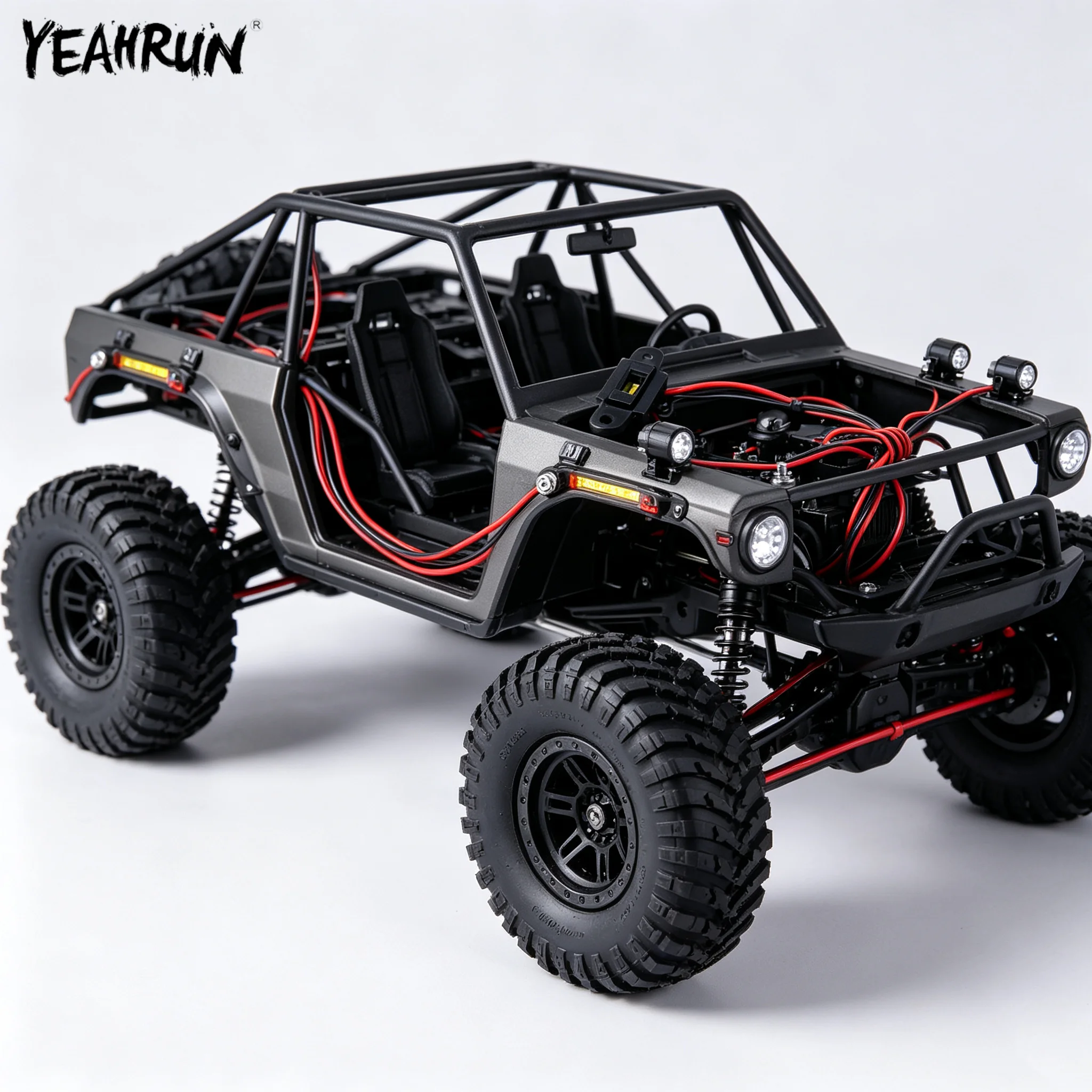 YEAHRUN 4Pcs LED Wheel Eyebrow Light Simulation Lamp For Axial SCX10 III JT Gladiator AXI03006 1/10 Rock Crawler Car Parts