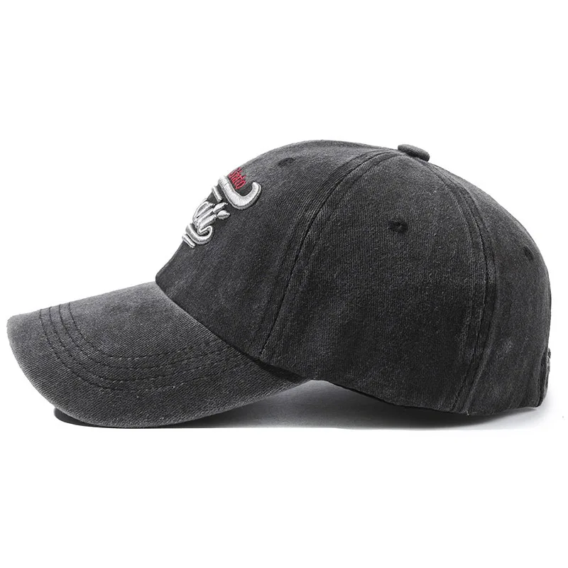 Hat Men's Spring and Autumn Washing Embroidery Alphabet Baseball Cap Retro Peaked Cap Women's Tide Casual Shade Sports Sun Hat