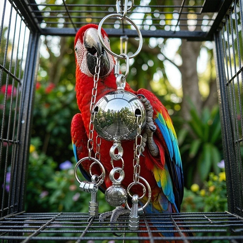 Medium Large Parrot Stainless Steel Chewing Toy for Macaw African Grey and Other Large Parrots