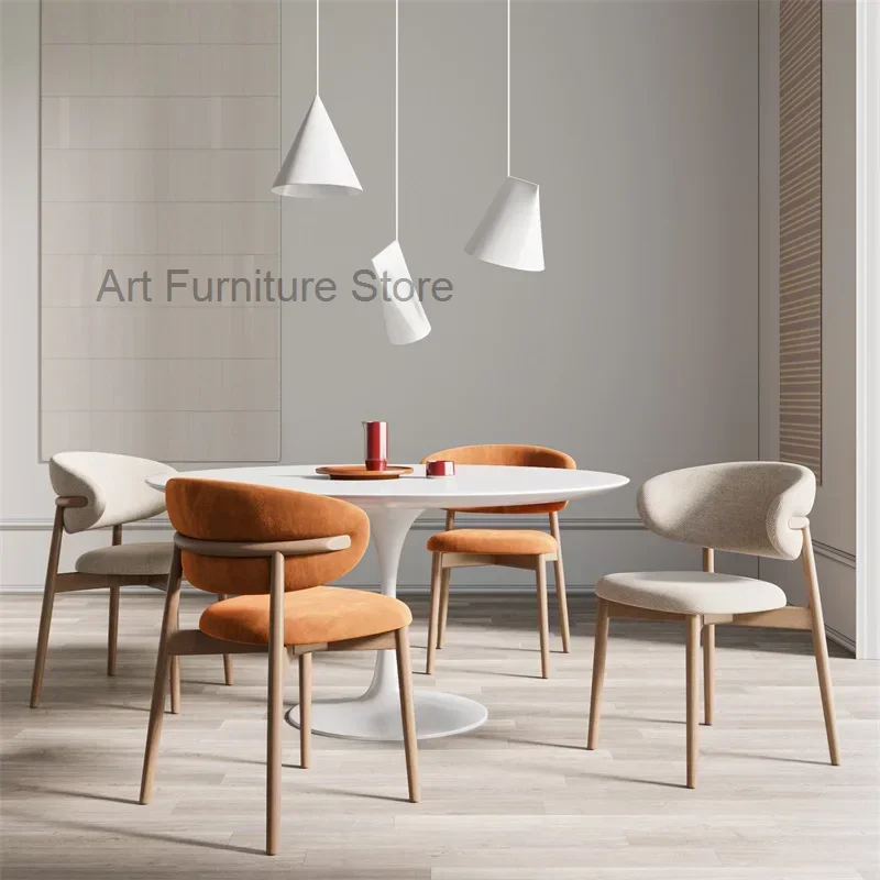 Replica Vanity Dining Chairs Modern Nordic Ergonomic High Dining Chair Waiting Leisure Leathr Wooden Silla Comedor Furniture