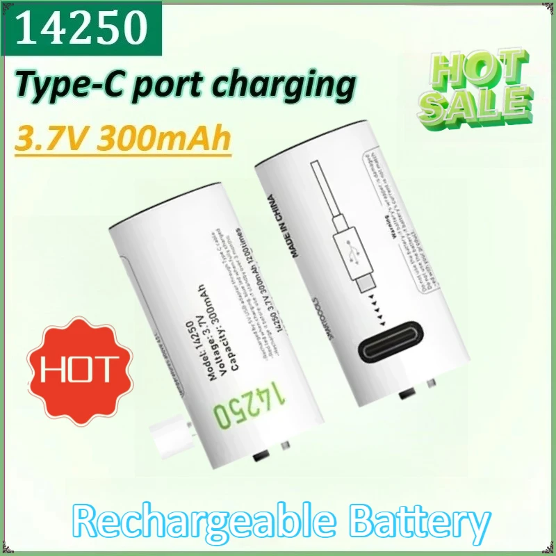 

New 2PCS 14250 3.7V 300mAh USB Type-C Rechargeable Lithium Battery IoT PLC Positioning Programmer Device High-capacity Batteries
