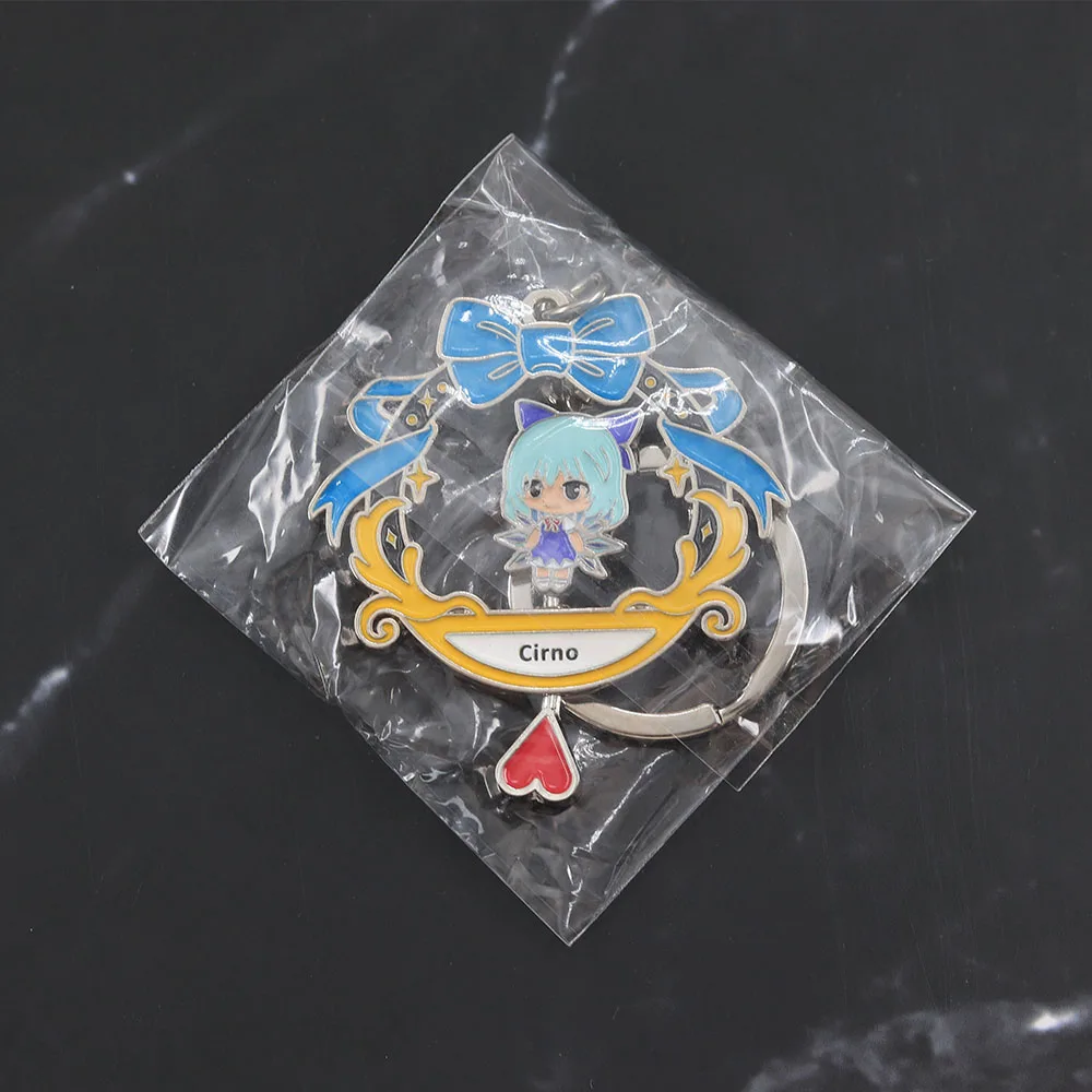 Anime Touhou Project Cirno Drehbarer Schlüsselanhänger Doppelseitiger Spinnender Eis-Feen-Schlüsselring Kawaii Figur Metallanhänger Taschendekoration für Fans – Detail 9