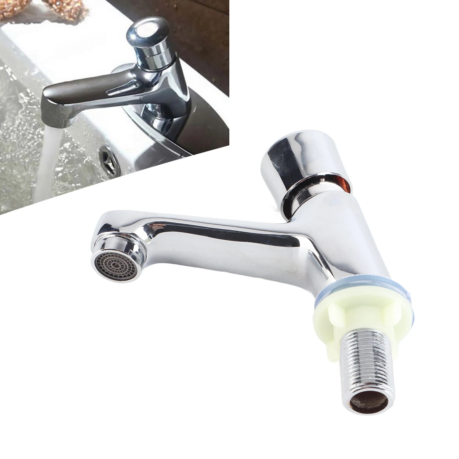 ZK20 Public Ktchen Bathroom Chrome Plated Self Closing Water Saving Time Delay Basin Sink Tap Faucet Female Thread G1/2