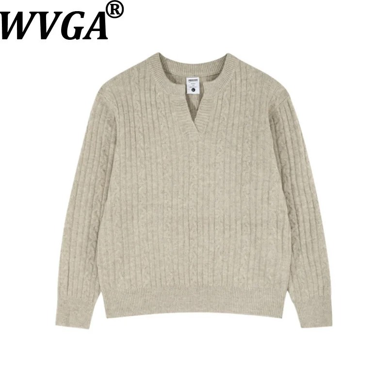 

WVGA Autumn Winter New Man Tide Vintage Trendy Loose Pullover Sweaters Niche Chic Casual V-Neck Long Sleeved Tops Ins Y2K W12397