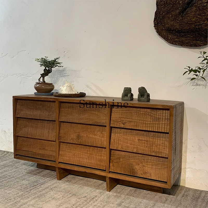 

Wabi Sanfeng solid wood bucket cabinet dining side B & B porch hotel Japanese storage side cabinet