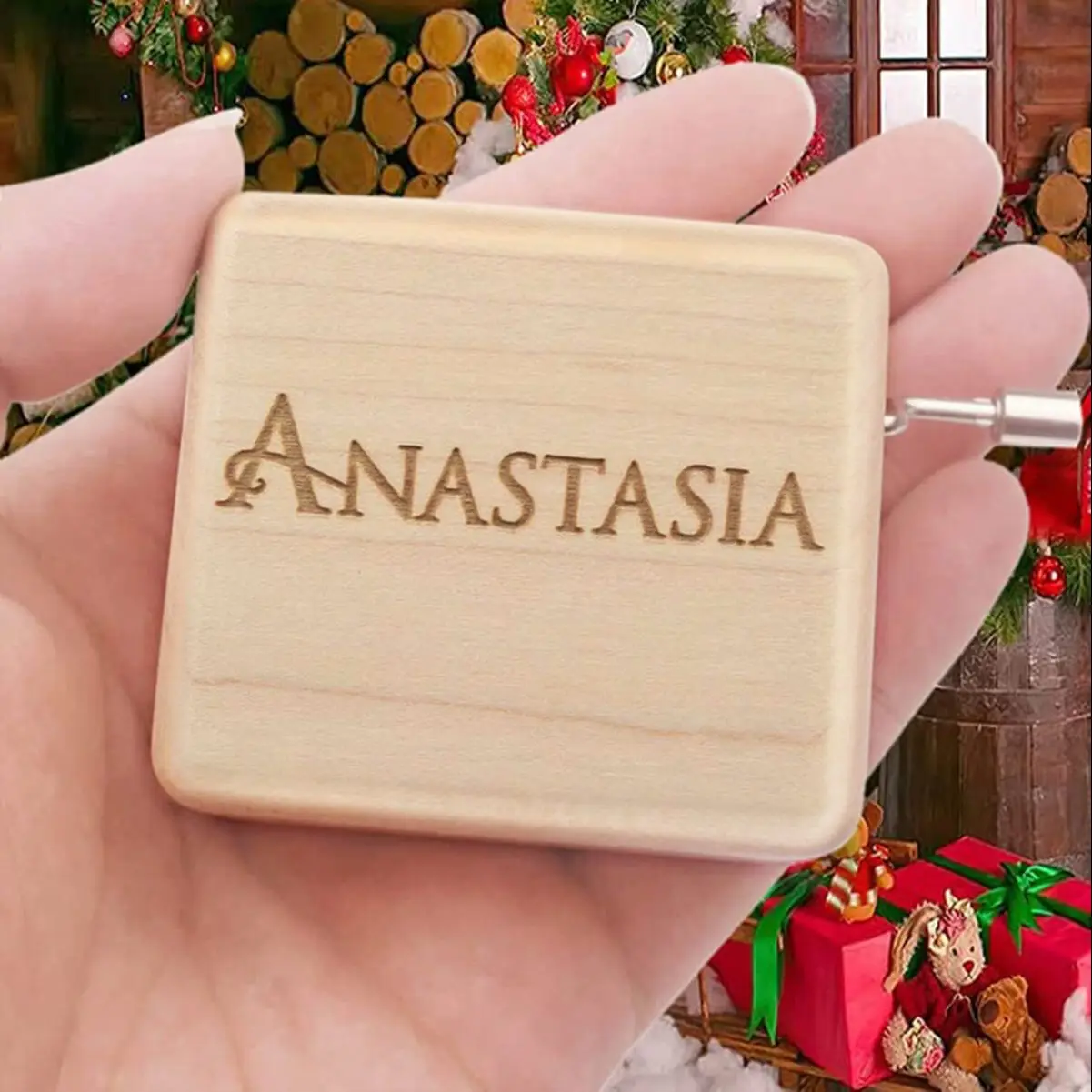 SOFTALK Anastasia-Once Upon a December Maple wood Hand operated Solid Wood Music Box Birthday, Christmas, Valentine's Day Gift