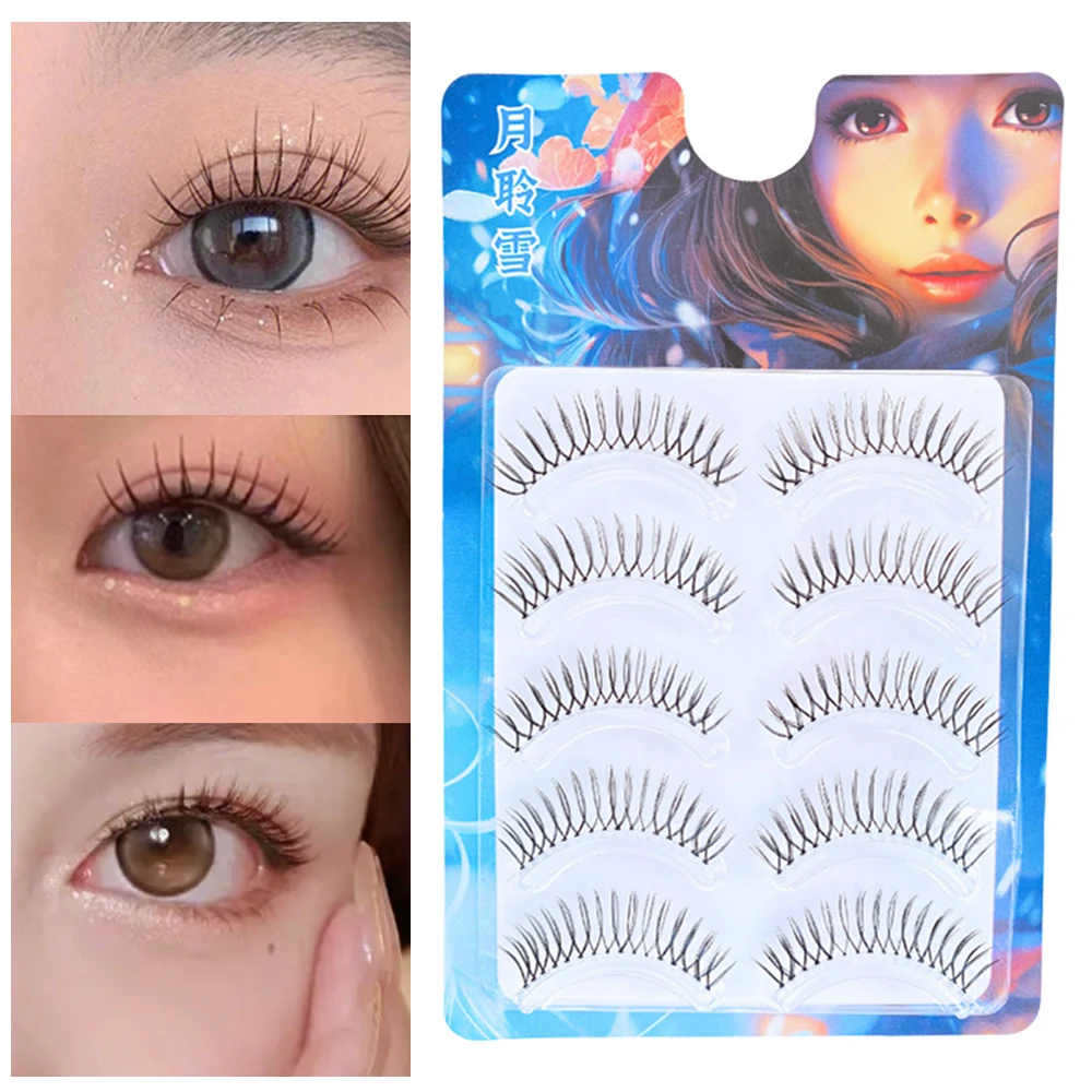 Korean False Eyelashes Natural Wispy Lash Extension Girl Group U-shaped Transparent Stem Eyelashes Comic Eye Simulation Lashes