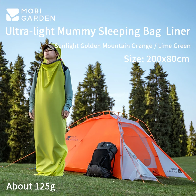 

MOBI GARDEN Ultra-Light Mummy Sleeping Bag Liner With High Elasticity Suitable For Outdoor Camping Only 125g Soft Warm Portable