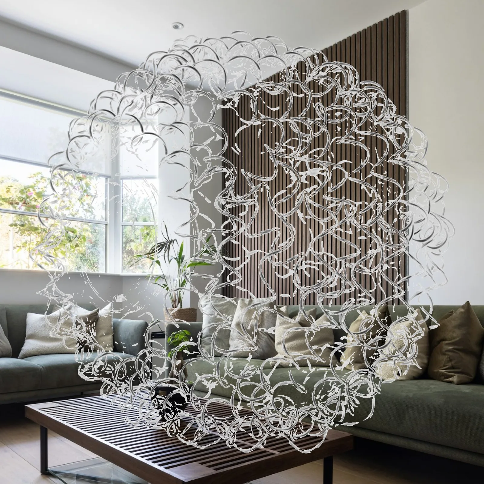 Light Luxury Globe Lamp Shade Aluminum Wire for Ceiling Lamp Stylish Living Room and Dining Decoration