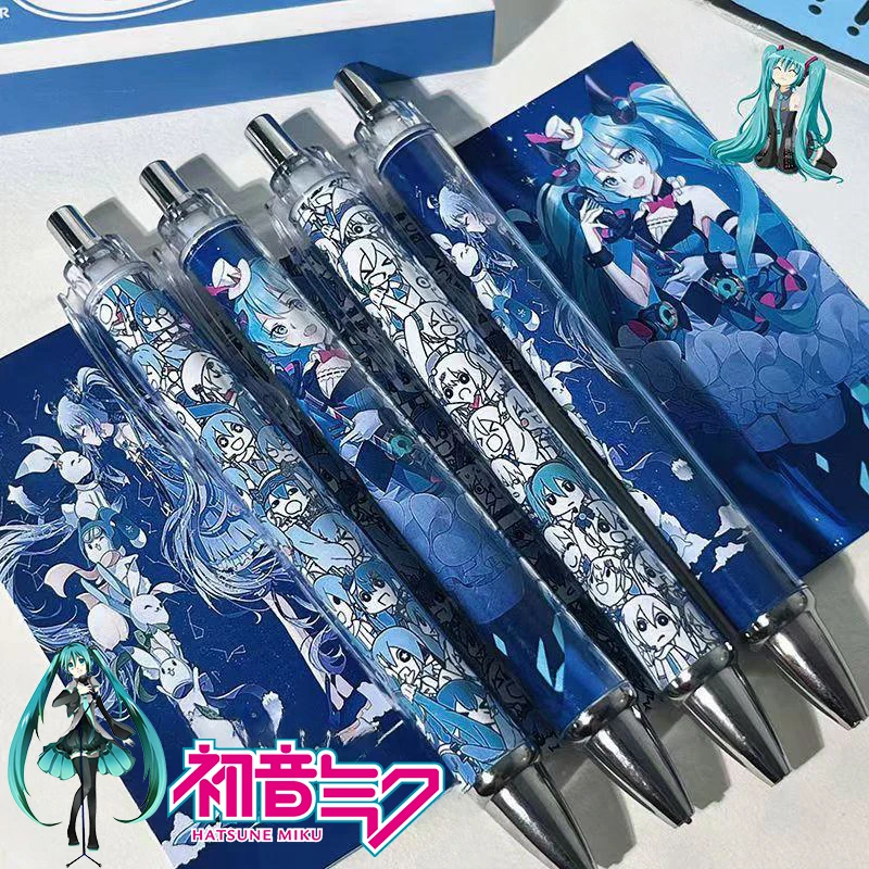 Hatsune Miku Neutral Pen Students 0.5 Black Marker Pen Cartoon Kids Stationery Supplies Office Anime Writing Pen Stationery Gift