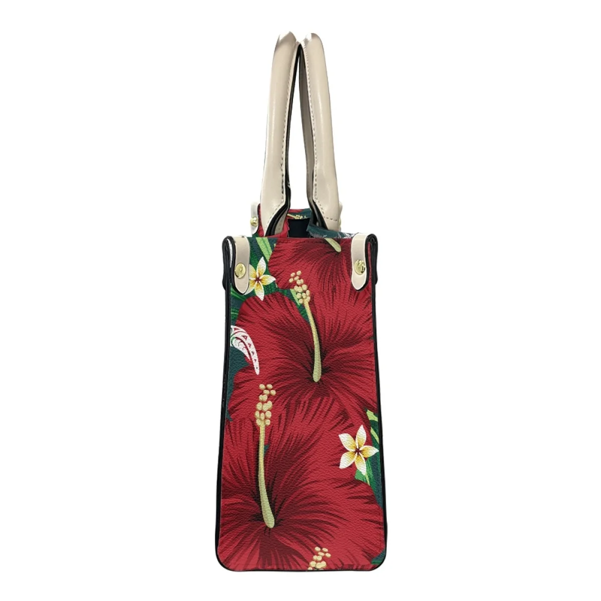 Polynesian Tribal Printed Crossbody Bag for Women Hawaiian Hibiscus Flower with Tattoo Sea Turtle Pattern Leather Handbag Female