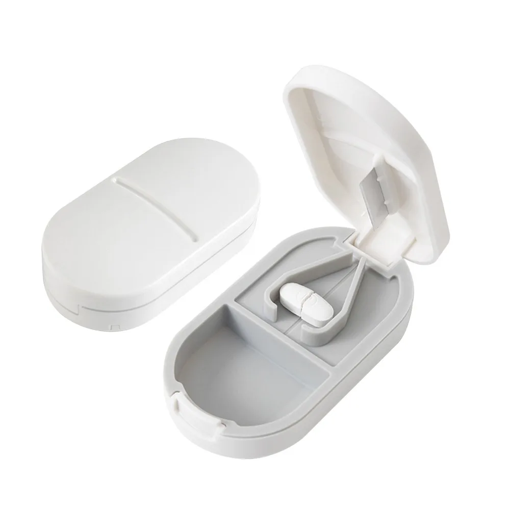 With Invisible Storage Box Cutting Pill Case 2 In 1 Dustproof Medicine Splitter Box Portable Medicine Cutting