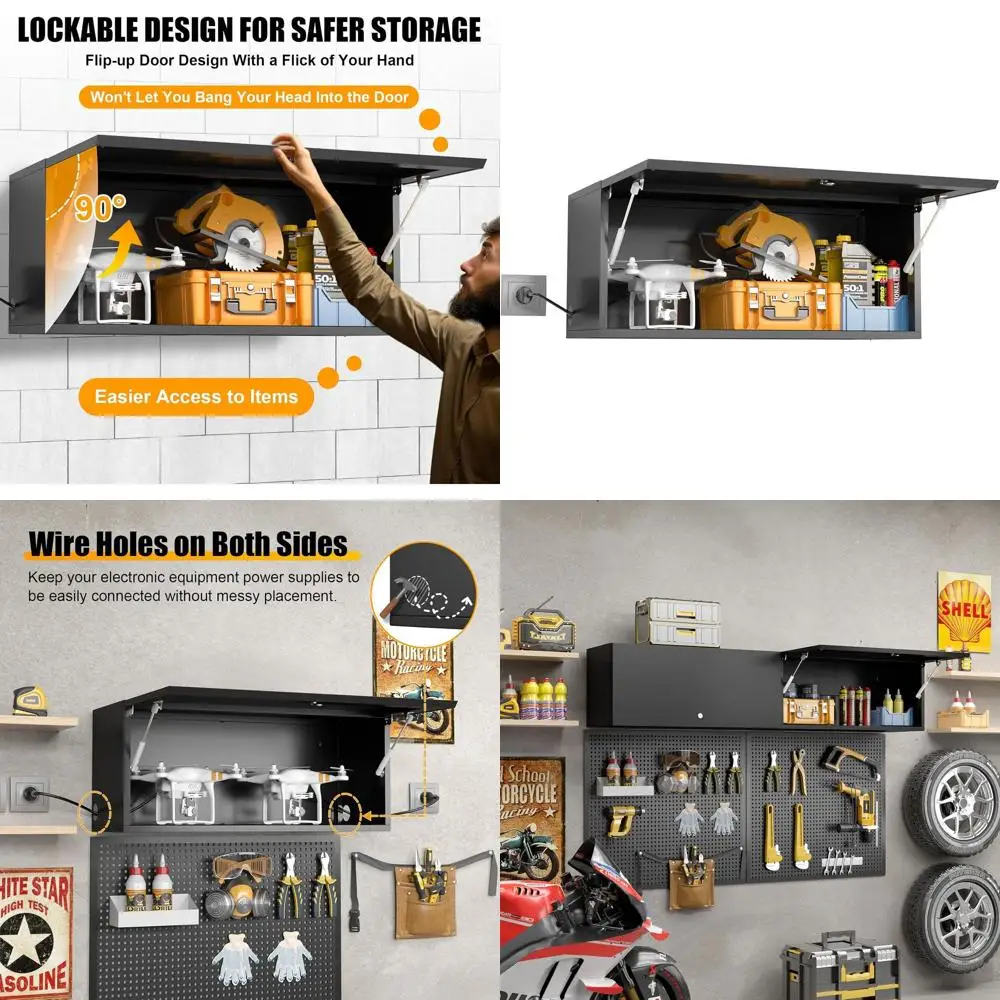

Compact Wall-Mounted Storage Cabinet with Lockable Door for Garage, Workshop, or Basement