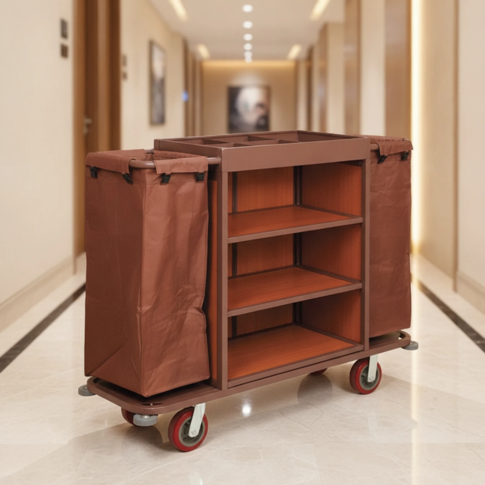 Hotel Service Cart with Bags Detachable Laundry Trolley with Oxford Bags Housekeeping Cart Bag Waterproof Truck Bag Heavy-Duty