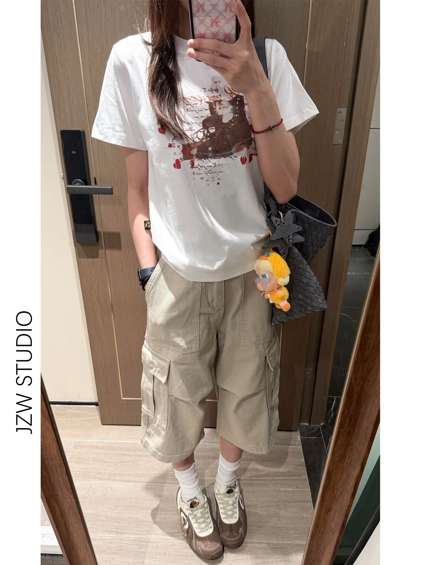 

American High Street Retro Khaki Wide Leg Seven-Foot Pants Women Summer Loose Slimming Straight Tube Mid-Pants Breathable