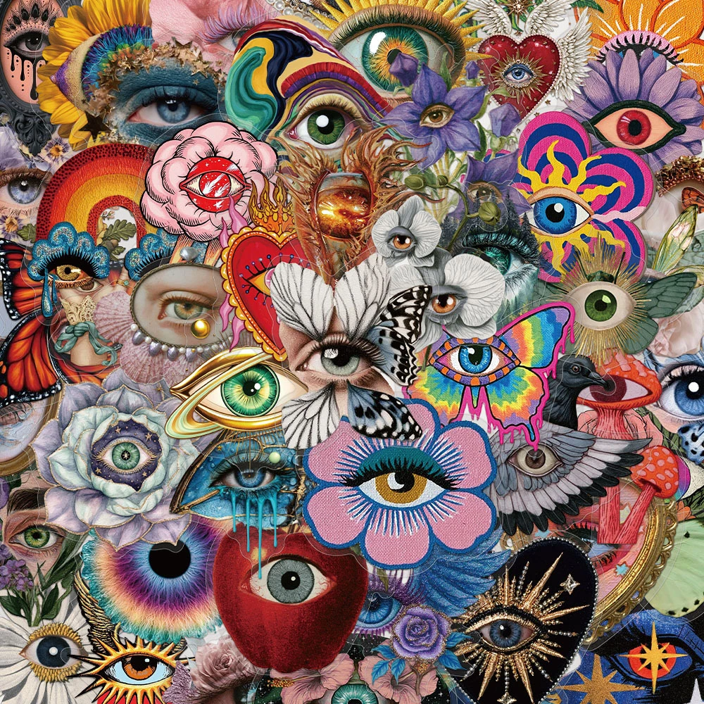 10/30/50pcs Transparent Gothic Mysterious Eyes Cartoon Stickers Cool Cartoon Graffiti Sticker DIY Notebook Guitar PET Decals Toy