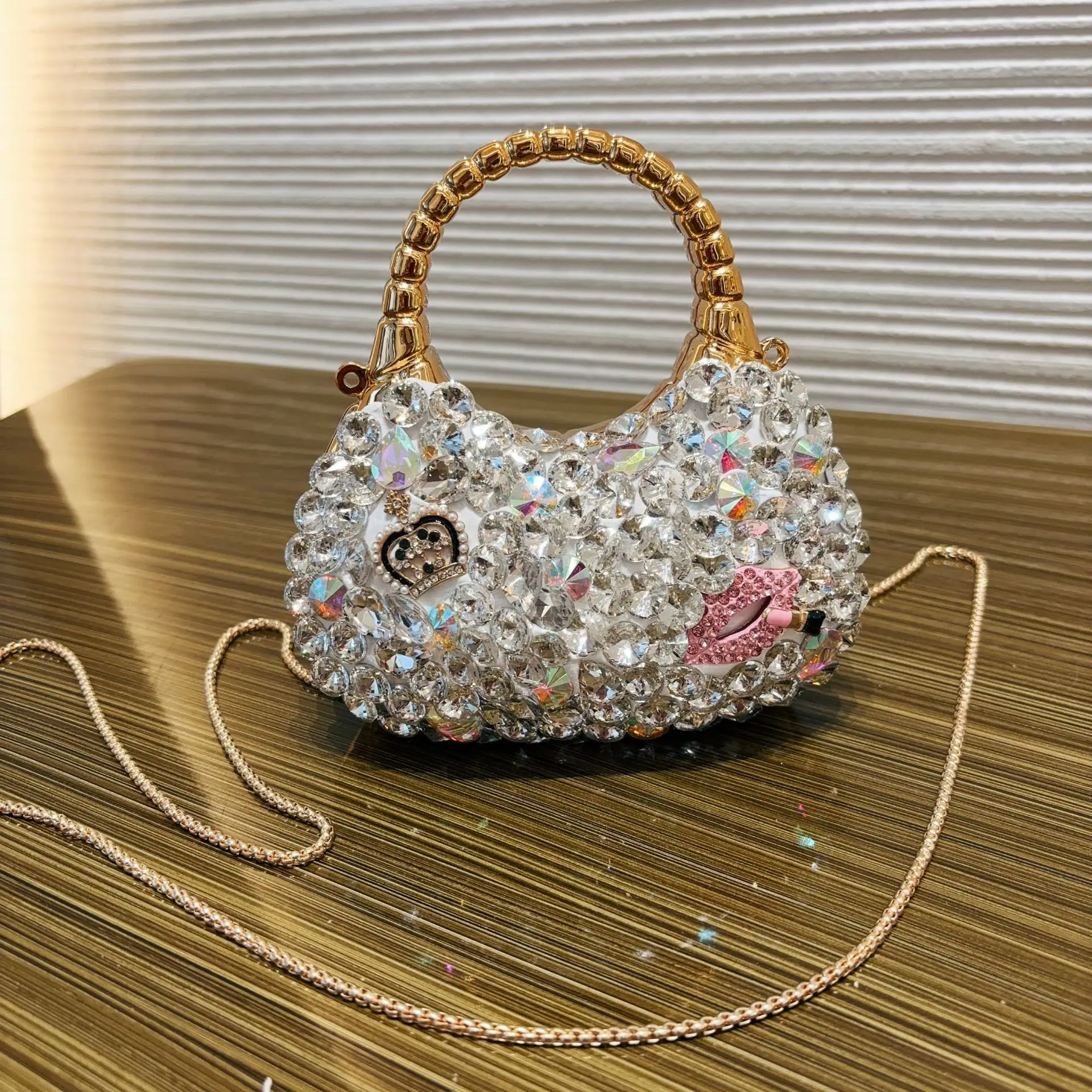 Original Designer Marken-Diamant-Acryl-Tasche Modisches Set Diamant-Schulter-Halbmond-Damen-Abendtaschen für Frauen – Detail 10