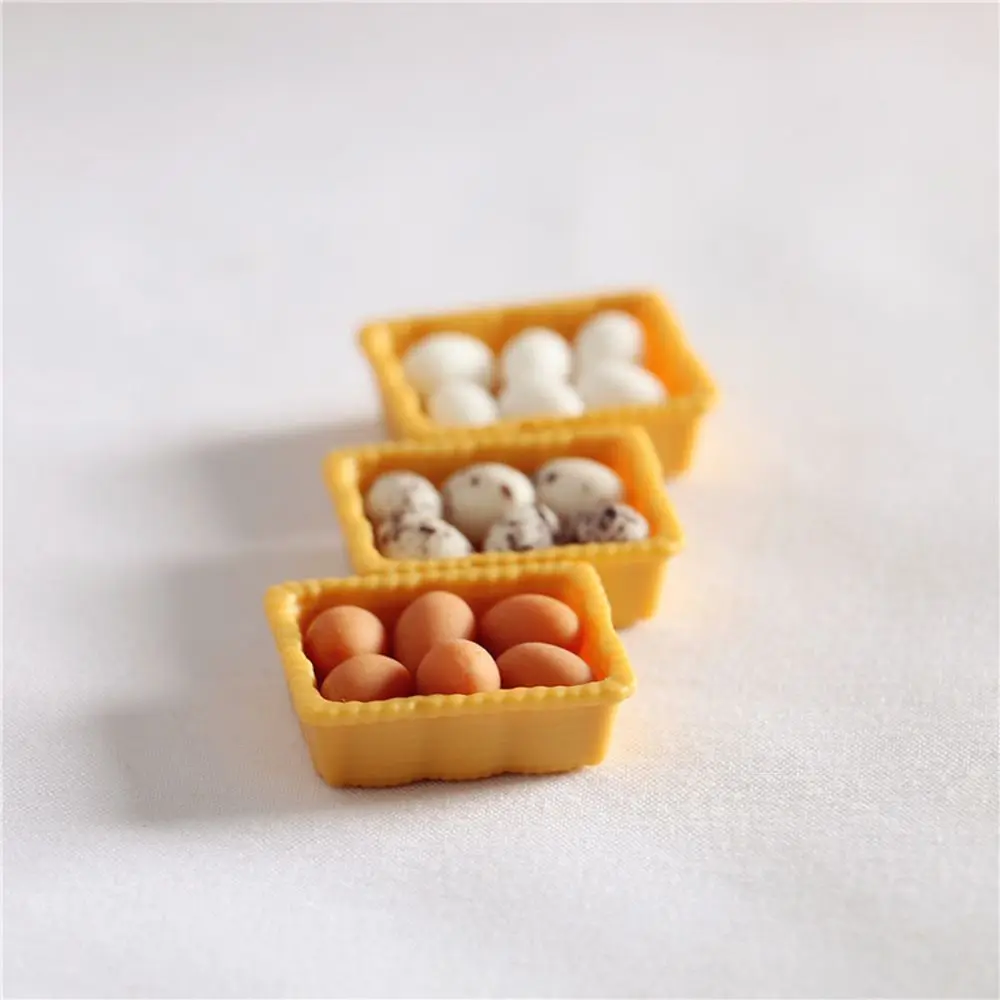 Gift Playing House Miniature Simulation Food Scene Model Mini Egg With Tray Dollhouse Eggs Kitchen Toy Doll Accessories